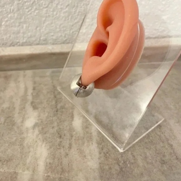 925 Sterling Silver Matte Ball Earrings Sphere Round Huggie Earrings - Picture 5 of 10